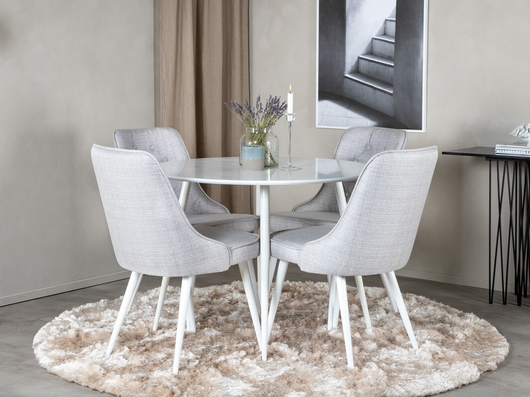 Borðstofusett Dallas 1535 (Grár + Hvítur)