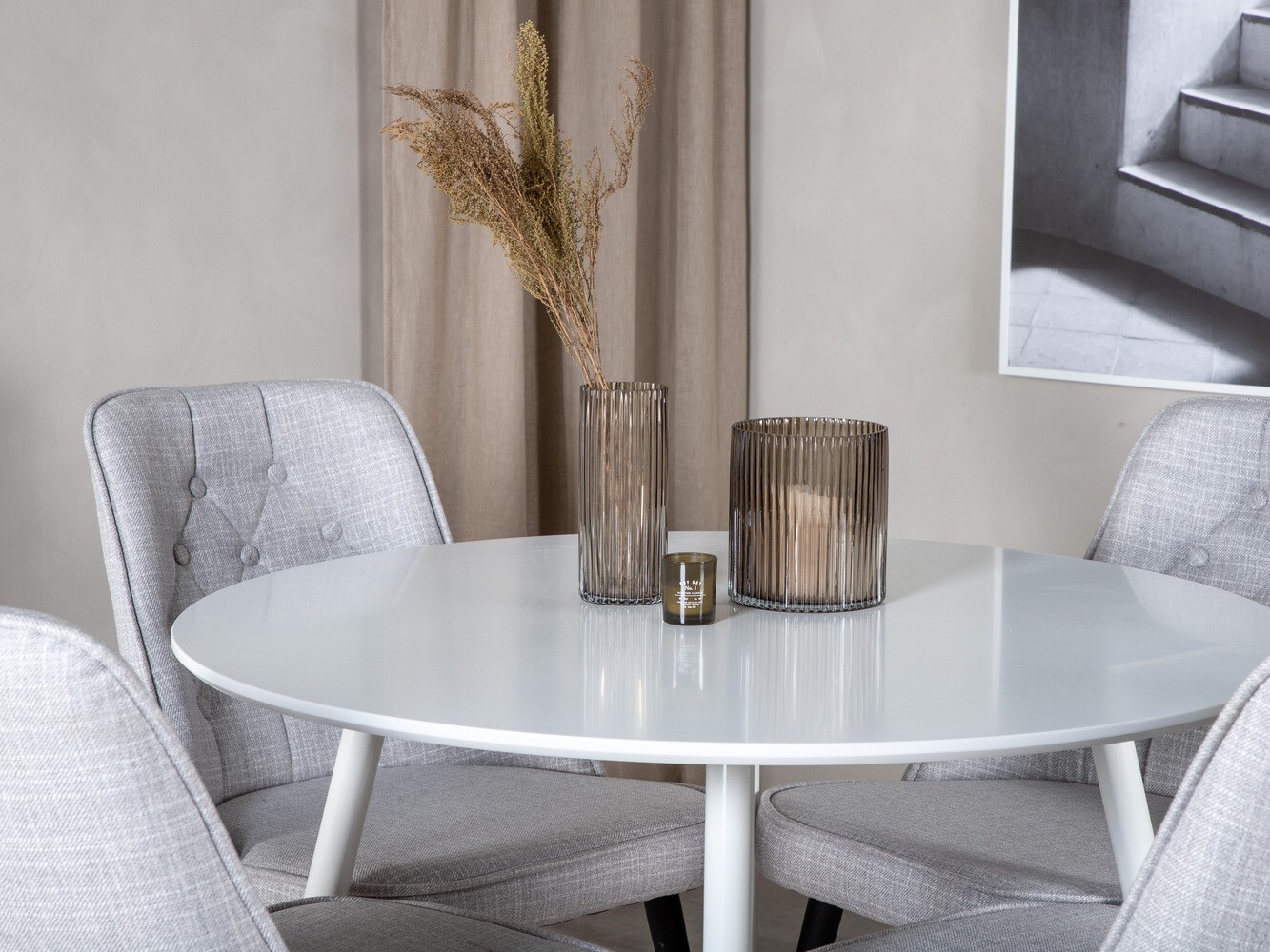 Borðstofusett Dallas 1535 (Grár + Svartur)