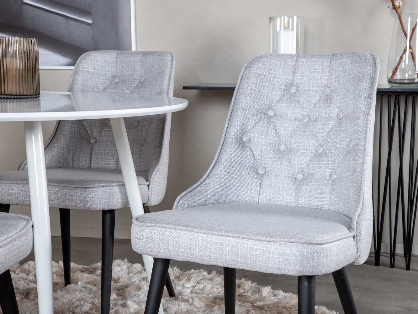 Borðstofusett Dallas 1535 (Grár + Svartur)