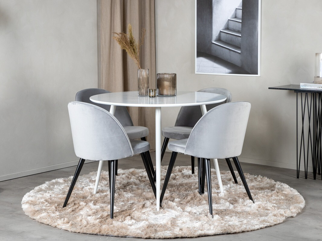 Borðstofusett Dallas 1536 (Ljósgrár + Svartur)