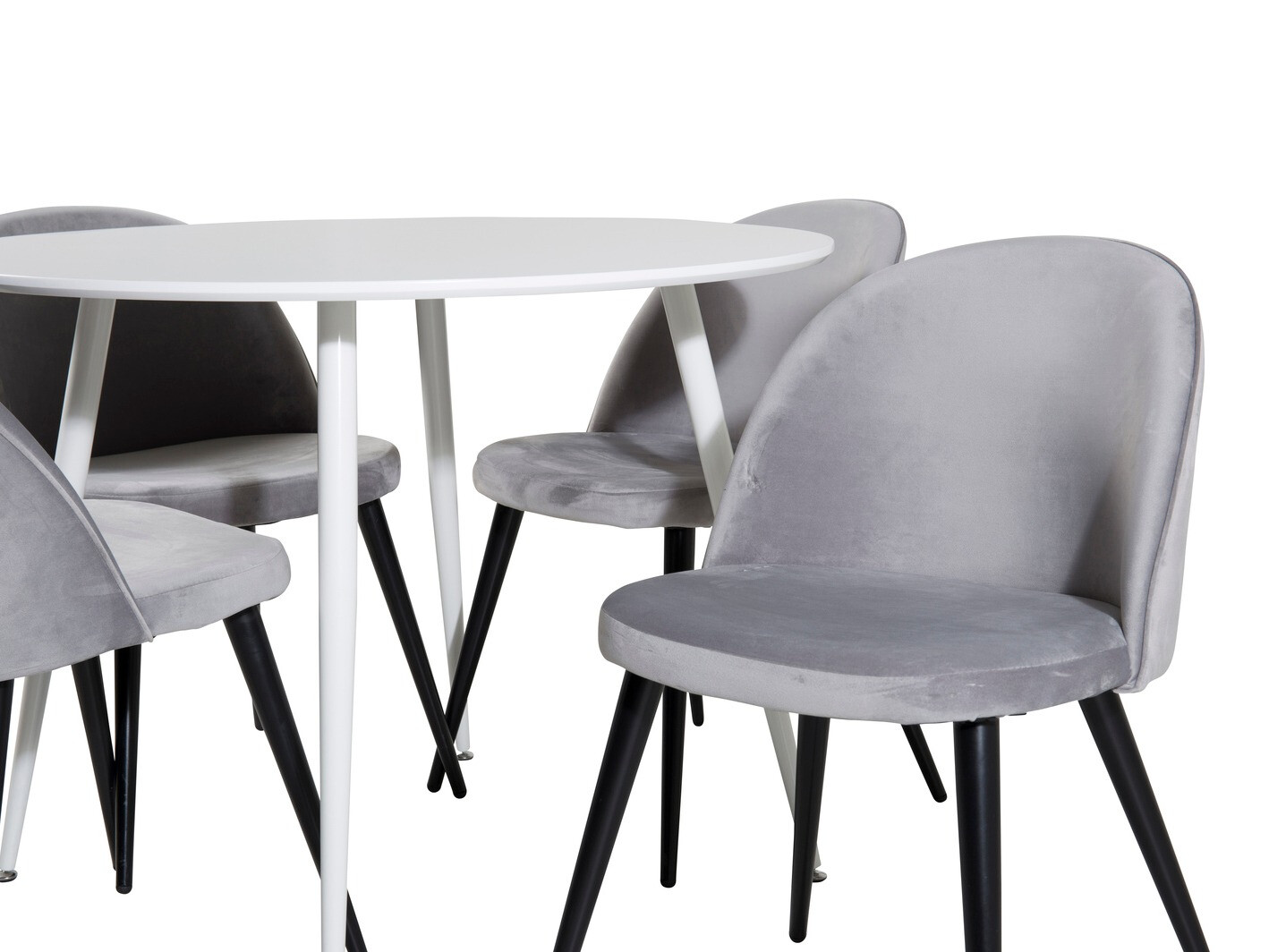 Borðstofusett Dallas 1536 (Ljósgrár + Svartur)