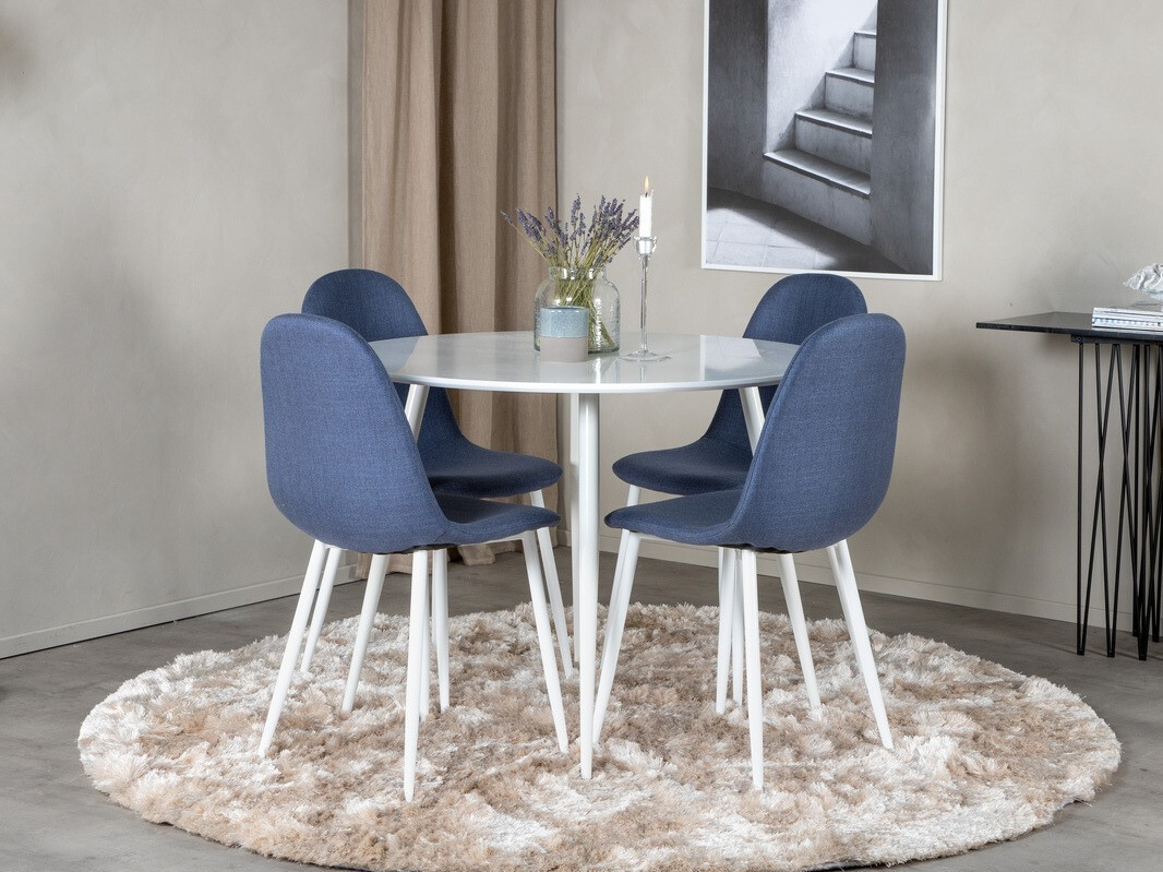 Borðstofusett Dallas 1540 (Blár + Hvítur)