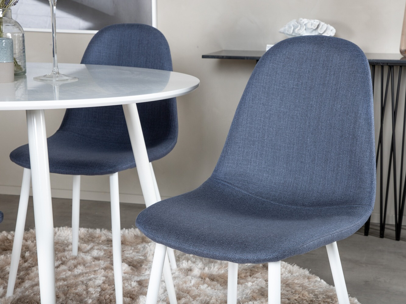 Borðstofusett Dallas 1540 (Blár + Hvítur)