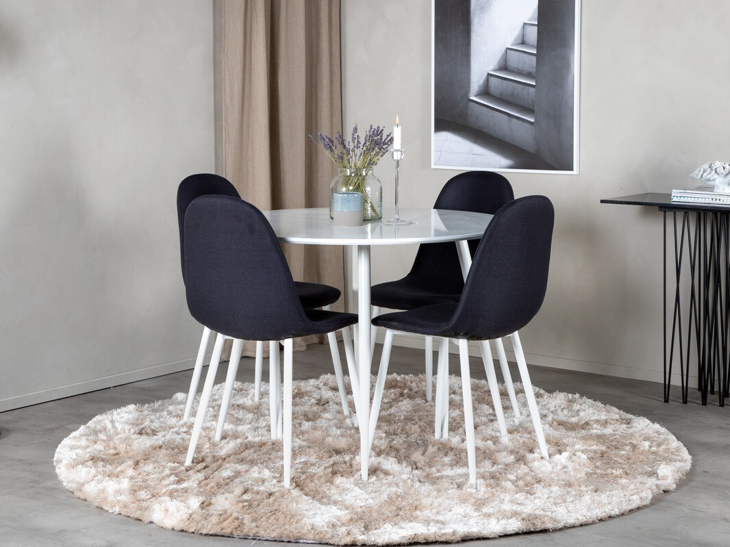 Borðstofusett Dallas 1540 (Svartur + Hvítur)