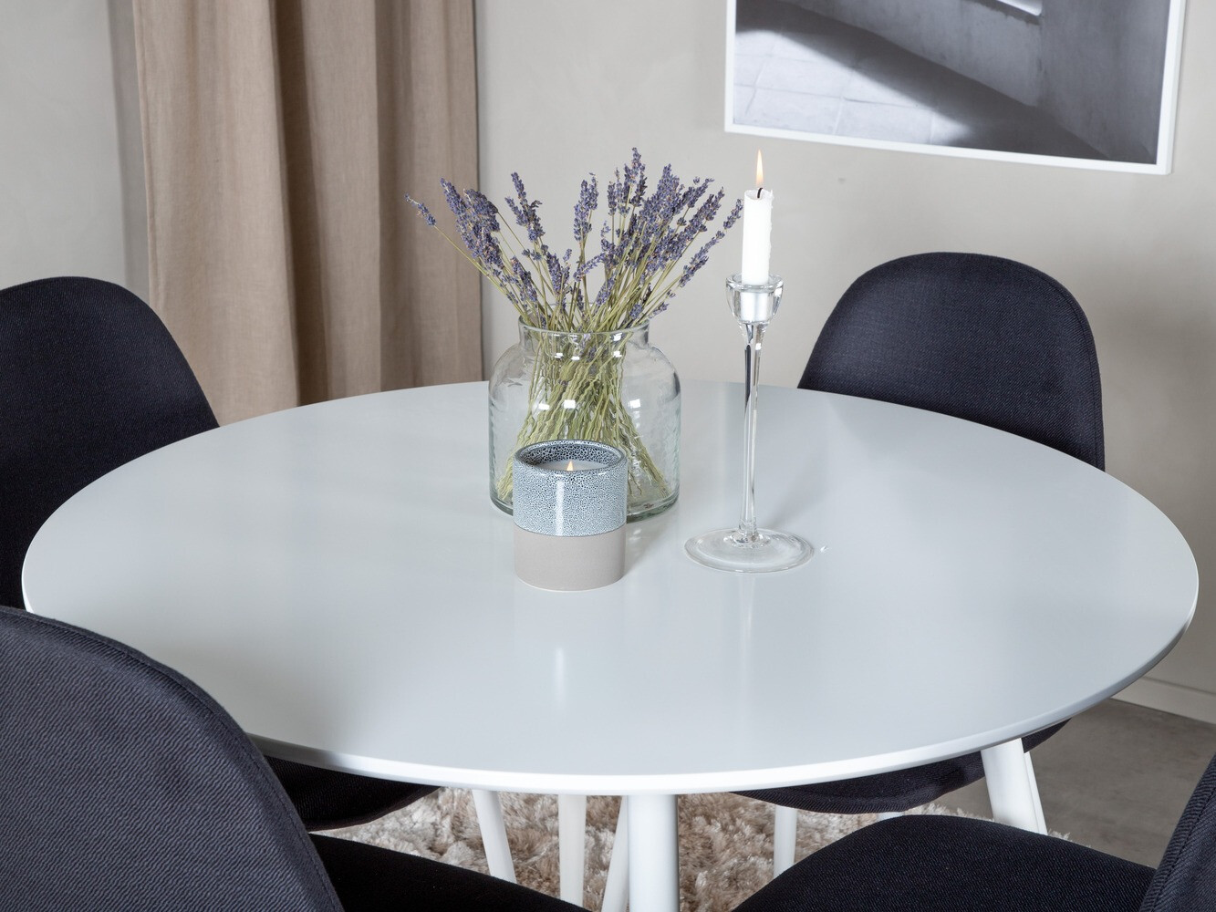Borðstofusett Dallas 1540 (Svartur + Hvítur)