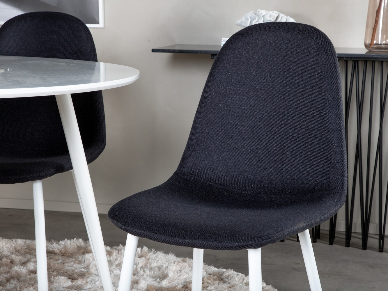 Borðstofusett Dallas 1540 (Svartur + Hvítur)