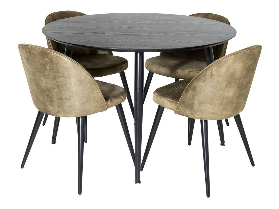 Borðstofusett Dallas 1559 (Púðurgrænn + Svartur)
