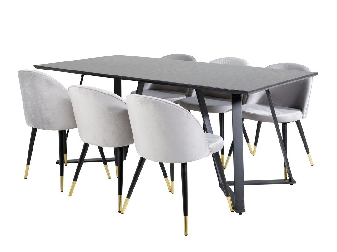 Borðstofusett Dallas 1583 (Grár + Svartur)