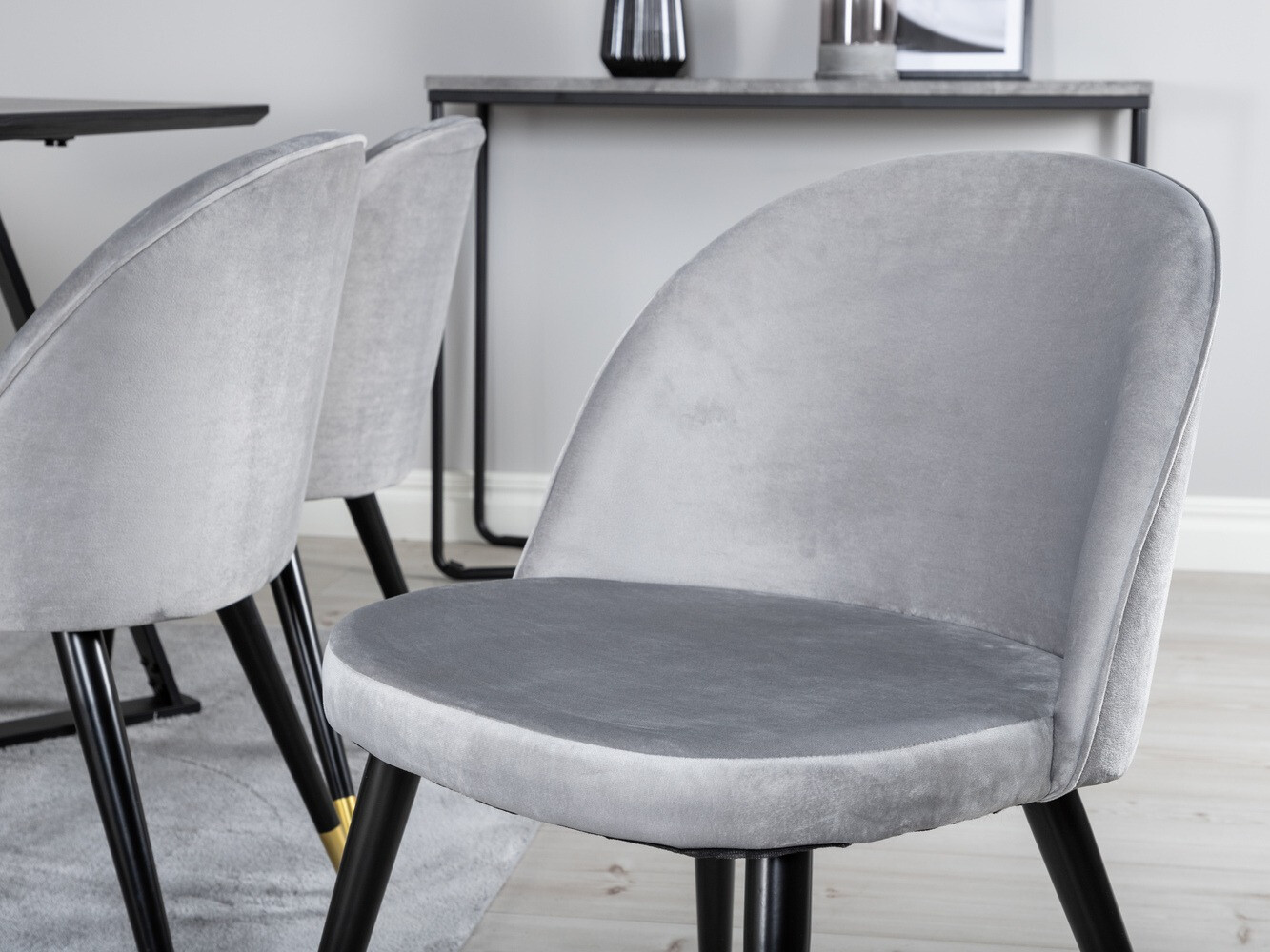 Borðstofusett Dallas 1583 (Grár + Svartur)