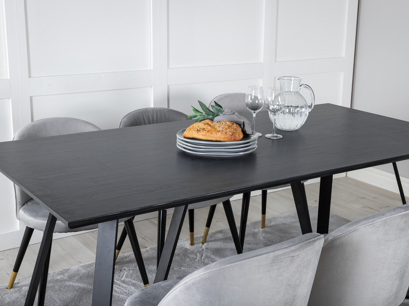 Borðstofusett Dallas 1583 (Grár + Svartur)