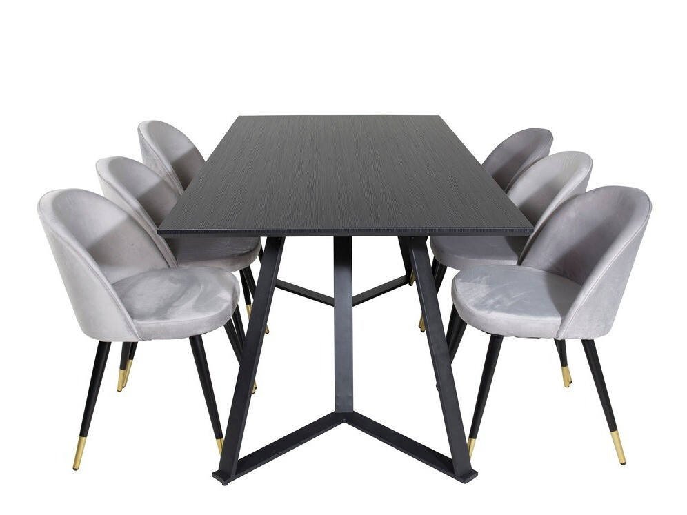 Borðstofusett Dallas 1583 (Grár + Svartur)