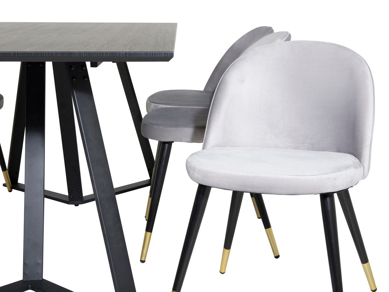 Borðstofusett Dallas 1583 (Grár + Svartur)