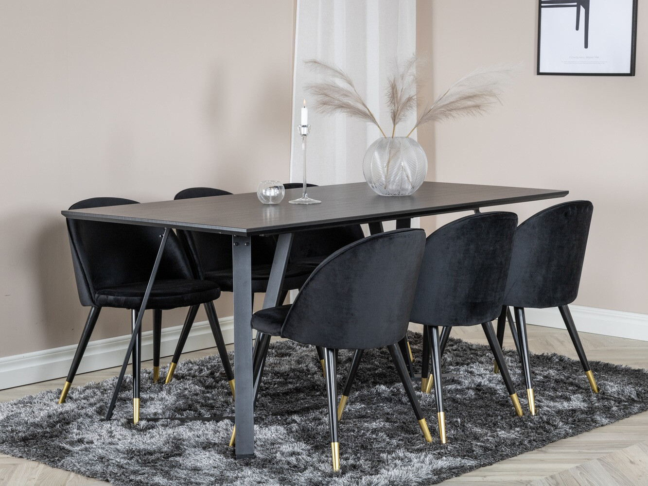 Borðstofusett Dallas 1583 (Svartur)