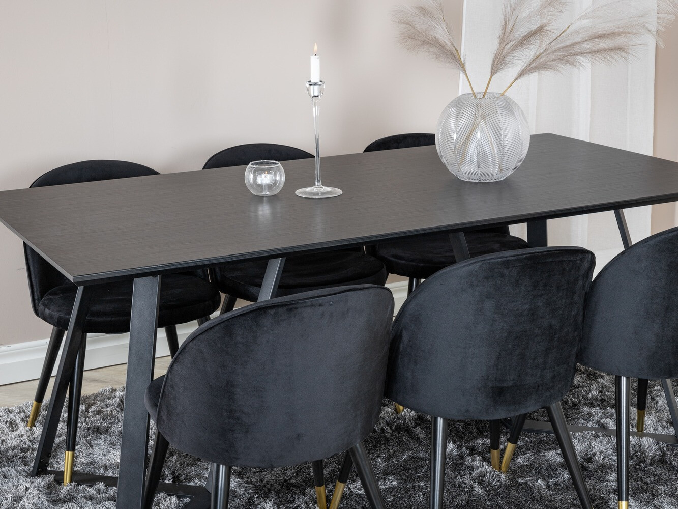 Borðstofusett Dallas 1583 (Svartur)