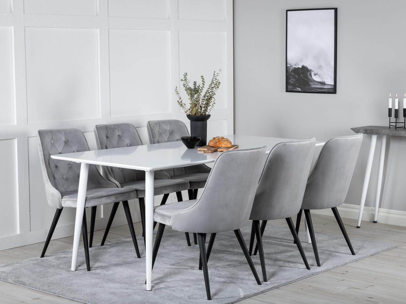 Borðstofusett Dallas 1625 (Grár + Svartur)