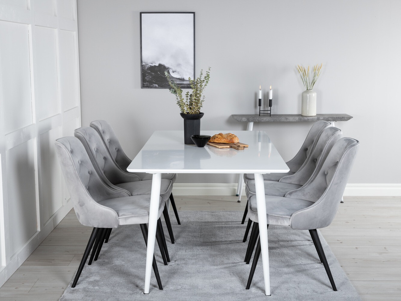 Borðstofusett Dallas 1625 (Grár + Svartur)