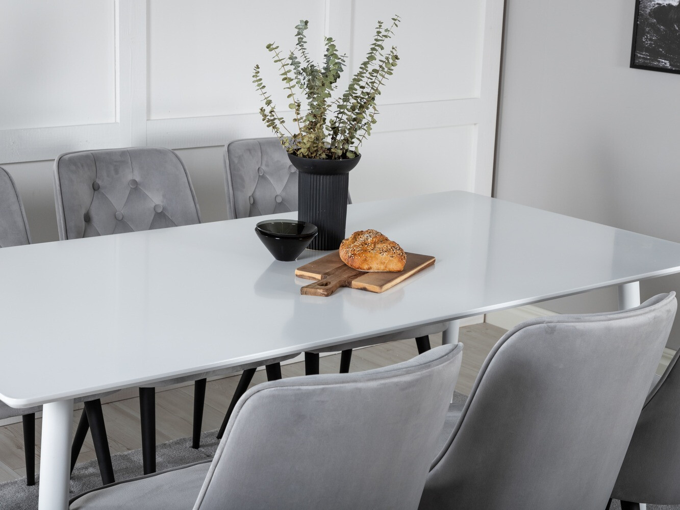 Borðstofusett Dallas 1625 (Grár + Svartur)