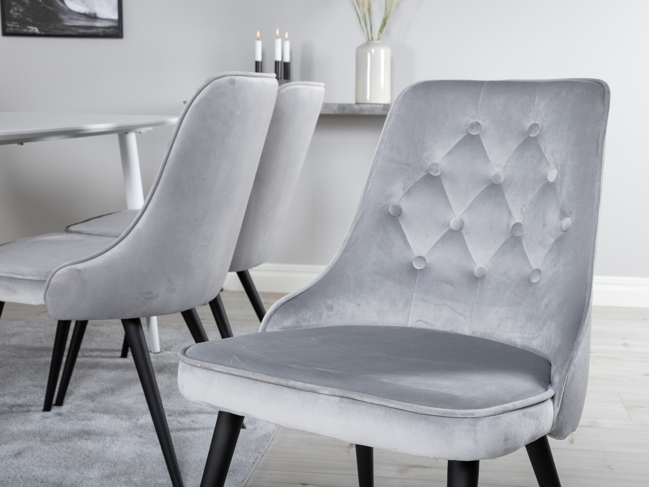 Borðstofusett Dallas 1625 (Grár + Svartur)