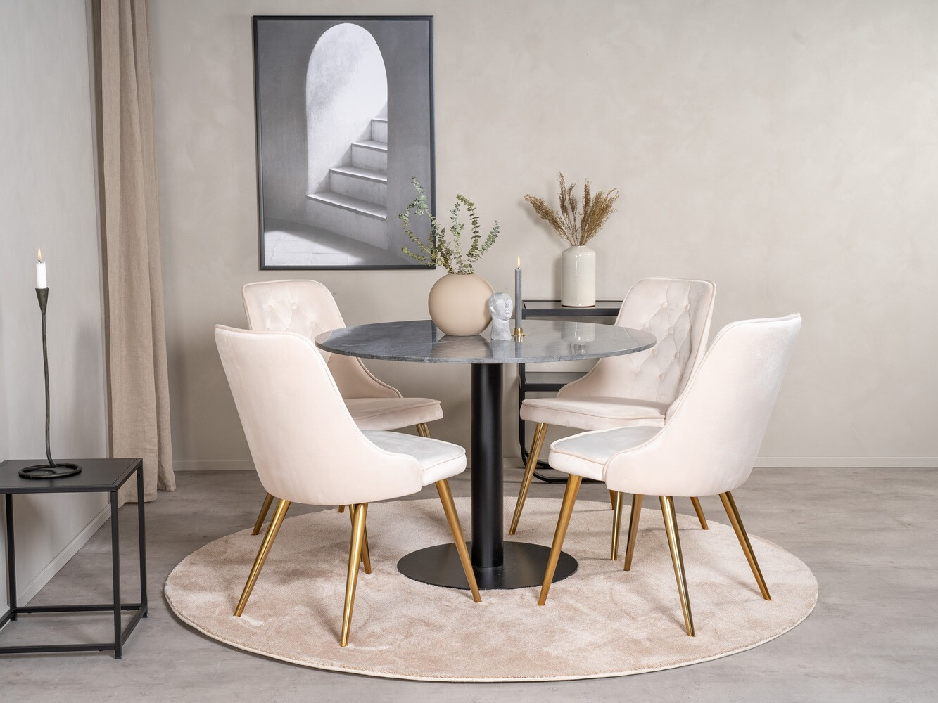 Borðstofusett Dallas 1627 (Bleikur)