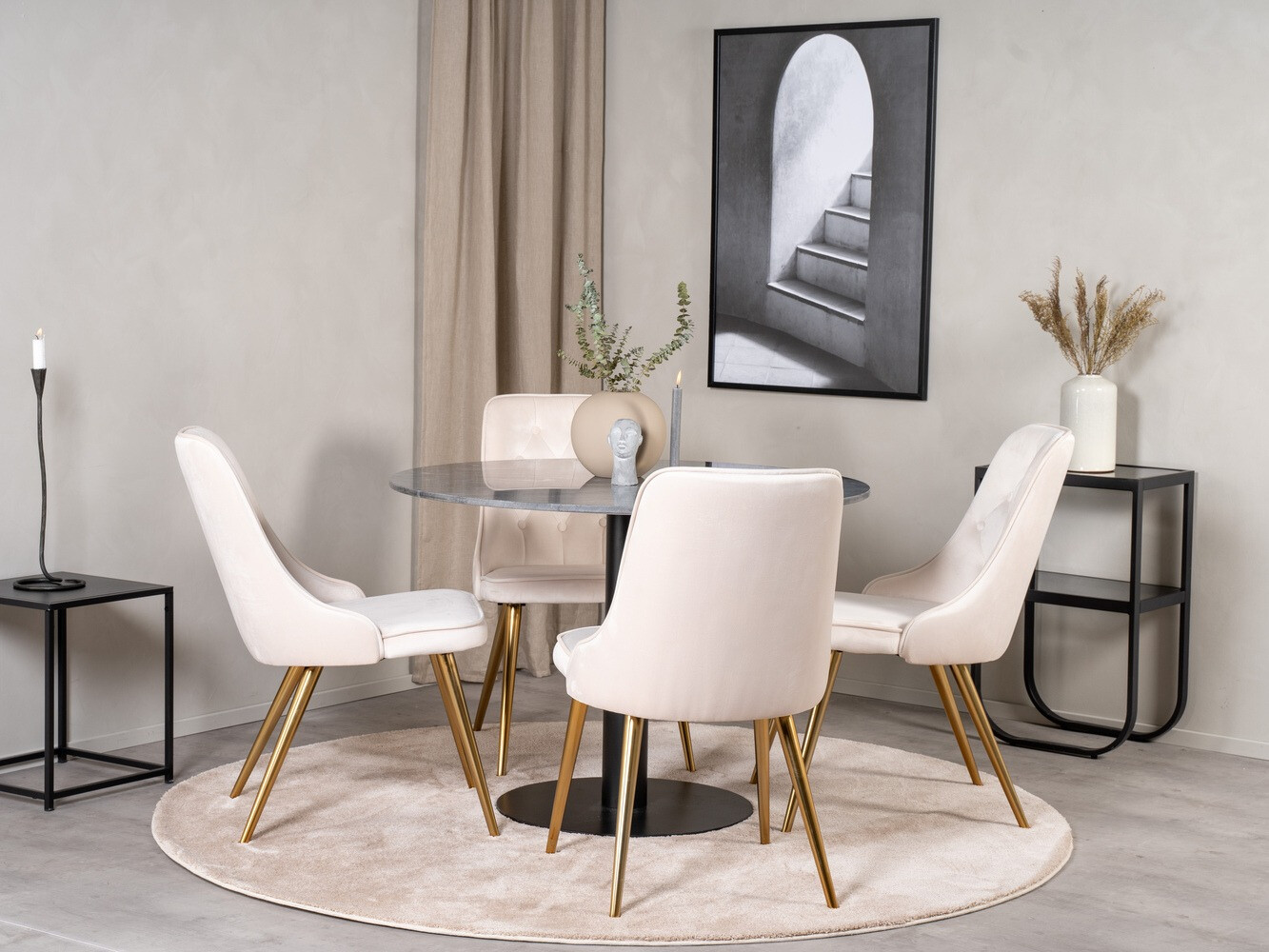 Borðstofusett Dallas 1627 (Bleikur)
