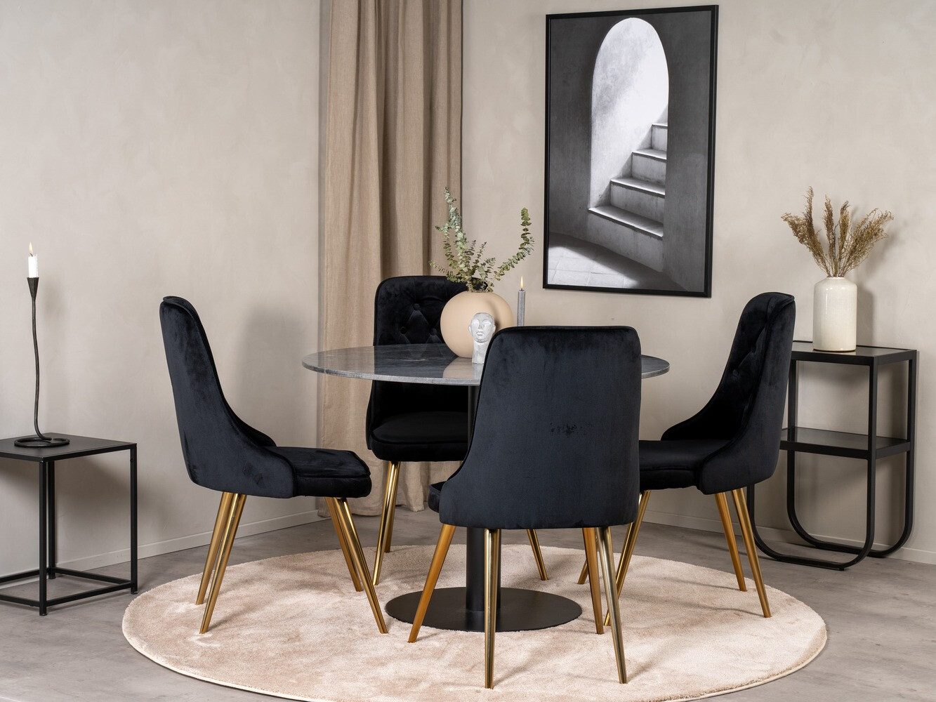 Borðstofusett Dallas 1627 (Svartur)