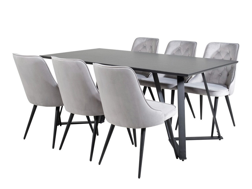 Borðstofusett Dallas 1628 (Ljósgrár)