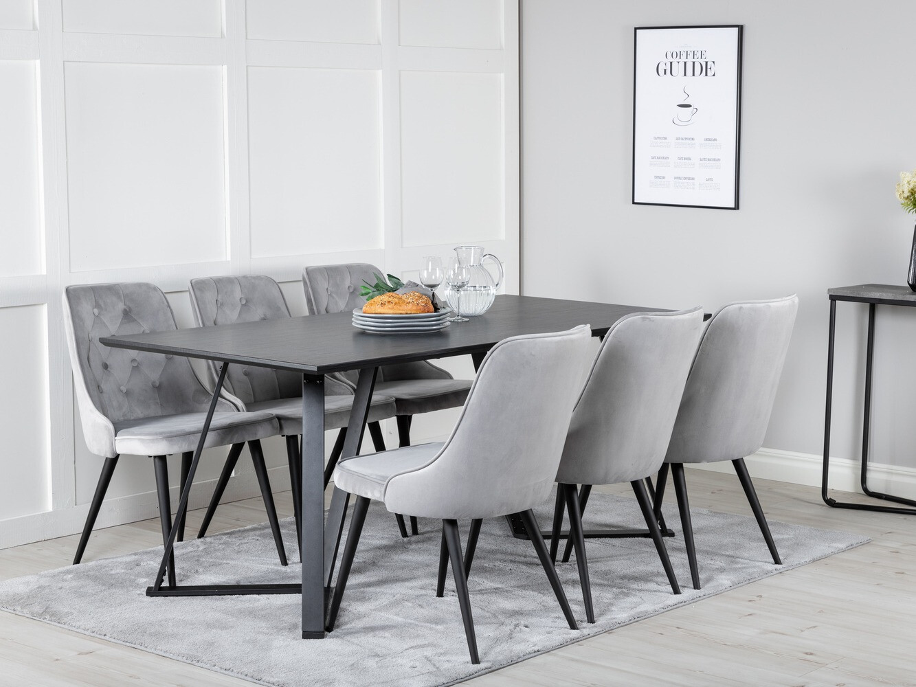 Borðstofusett Dallas 1628 (Ljósgrár)