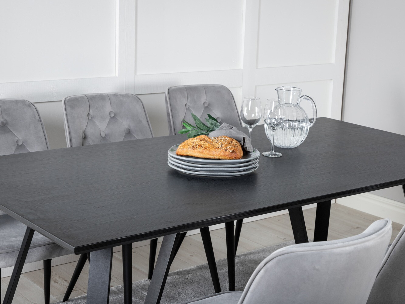 Borðstofusett Dallas 1628 (Ljósgrár)