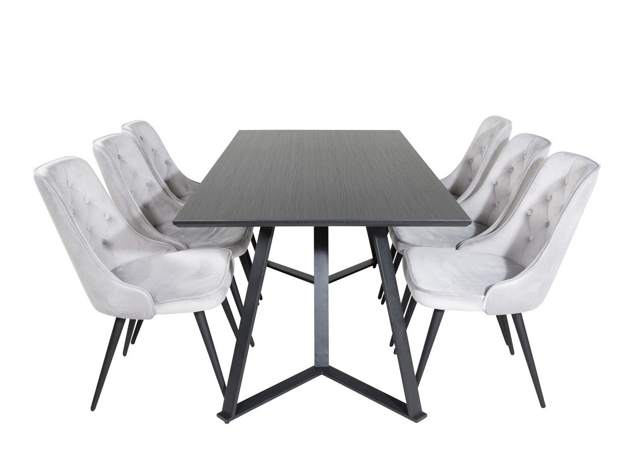 Borðstofusett Dallas 1628 (Ljósgrár)