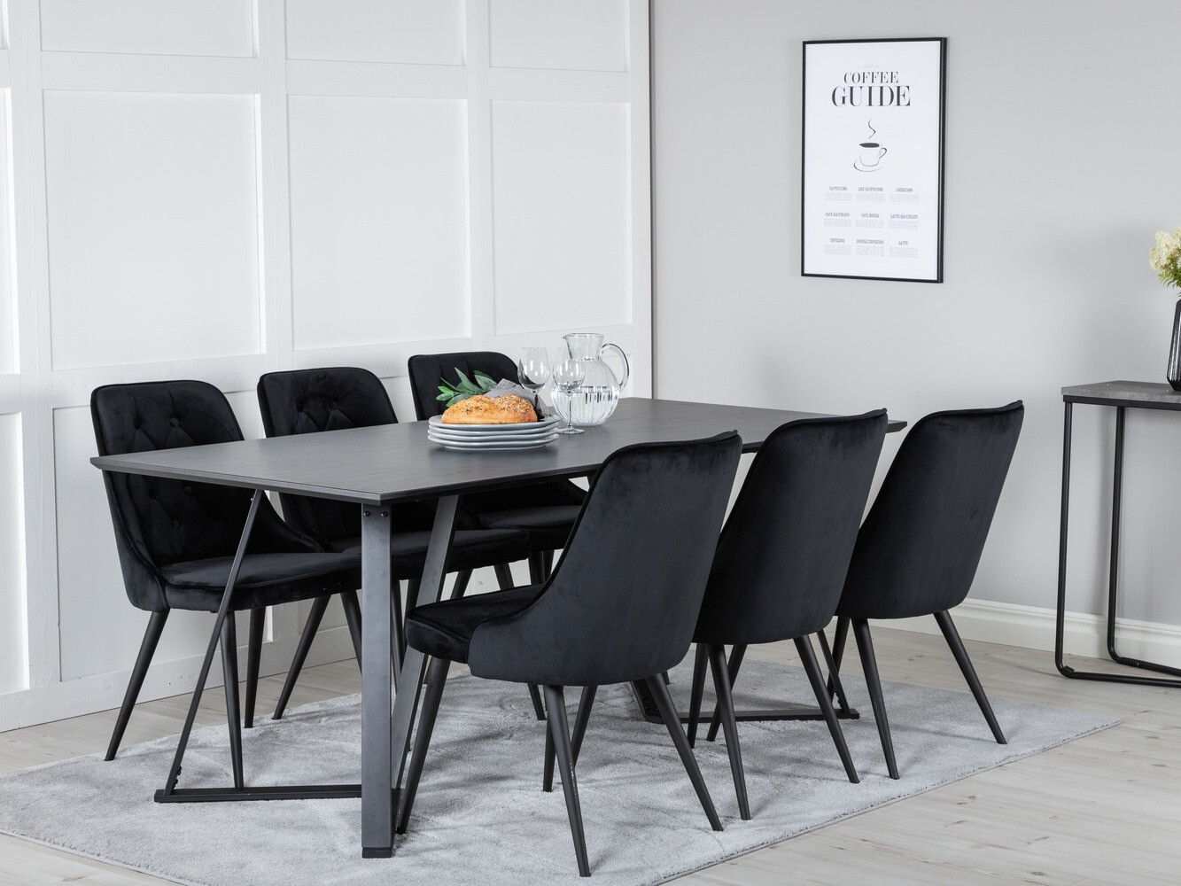 Borðstofusett Dallas 1628 (Svartur)