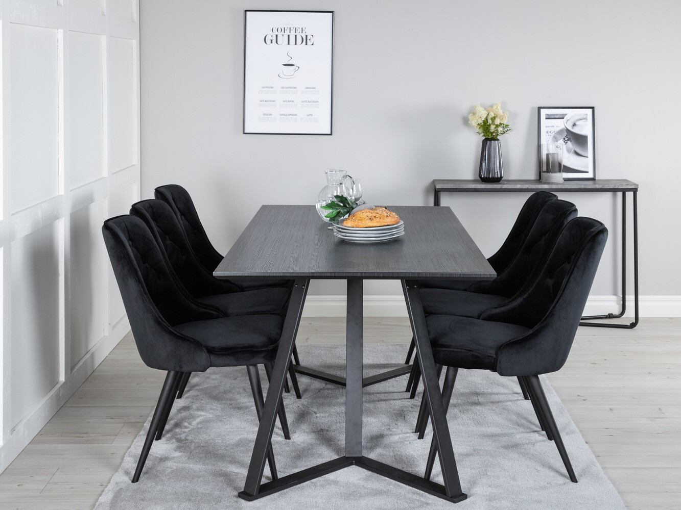 Borðstofusett Dallas 1628 (Svartur)