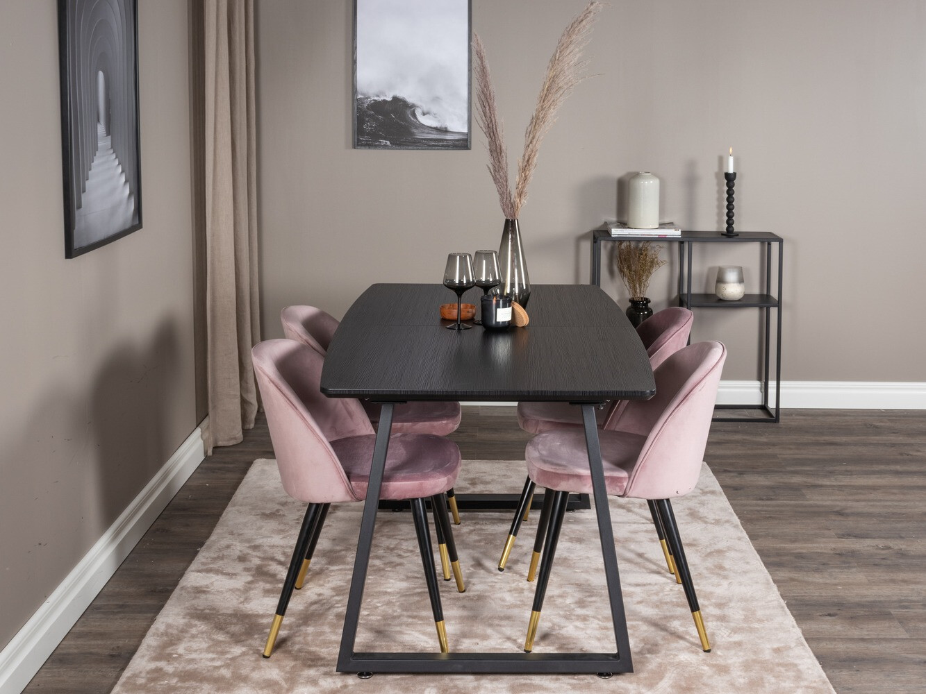 Borðstofusett Dallas 1631 (Bleikur)