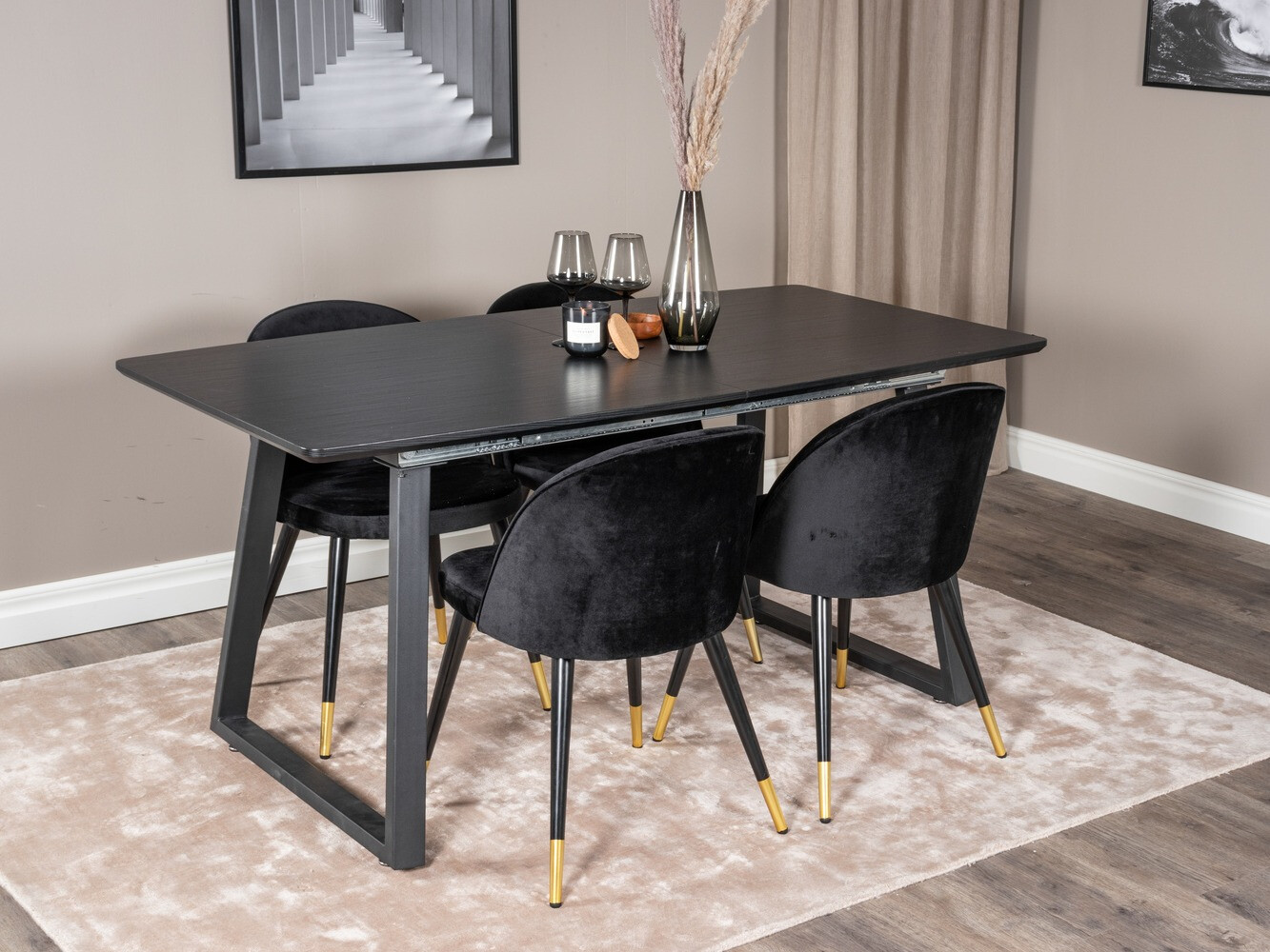 Borðstofusett Dallas 1631 (Svartur)