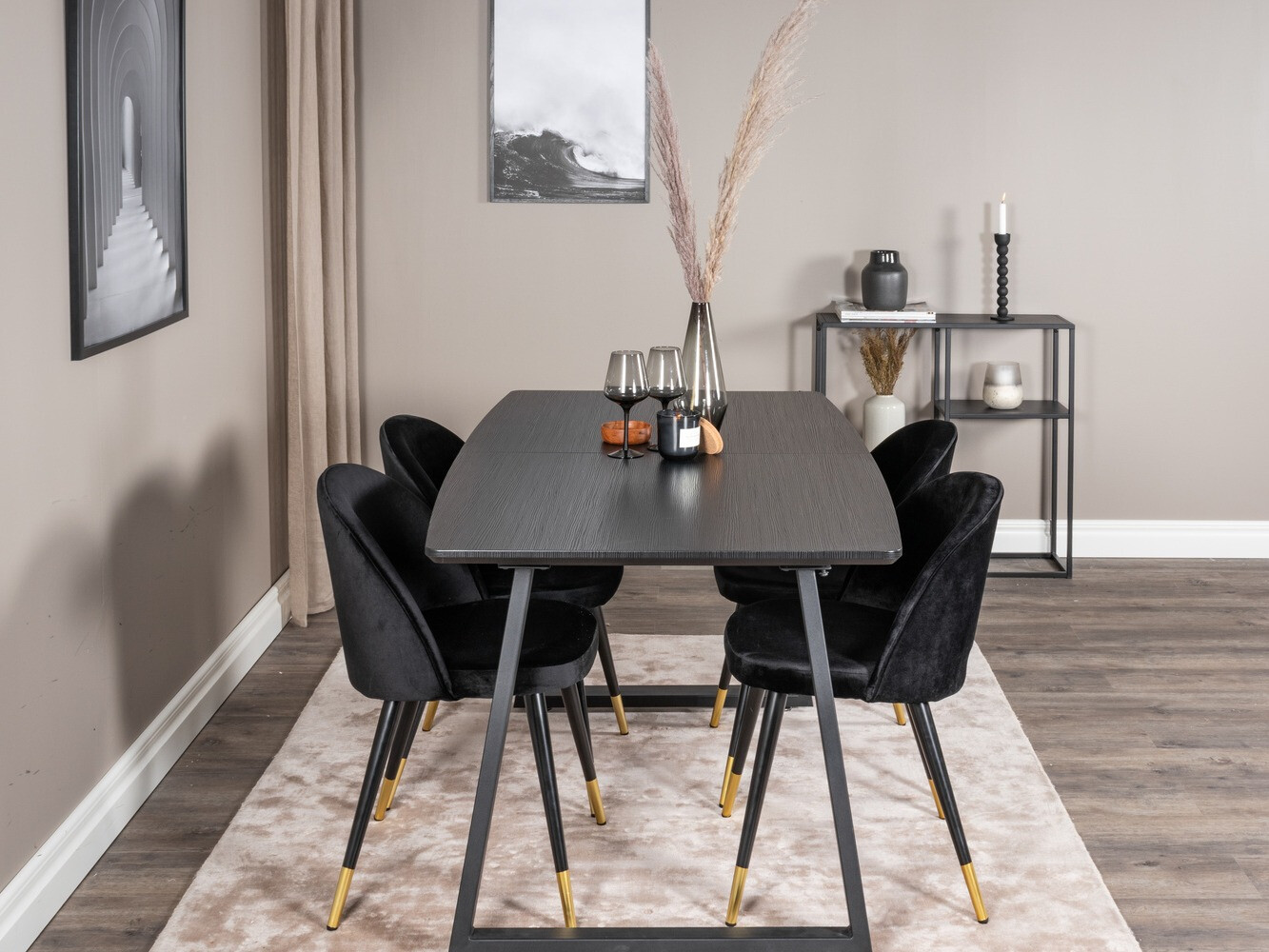Borðstofusett Dallas 1631 (Svartur)