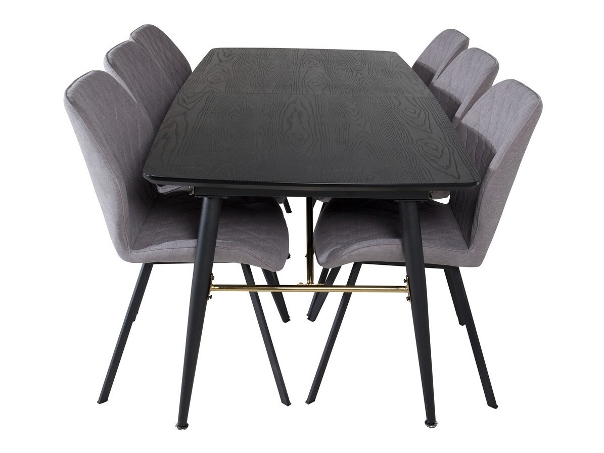 Borðstofusett Dallas 1647 (Grár + Svartur)