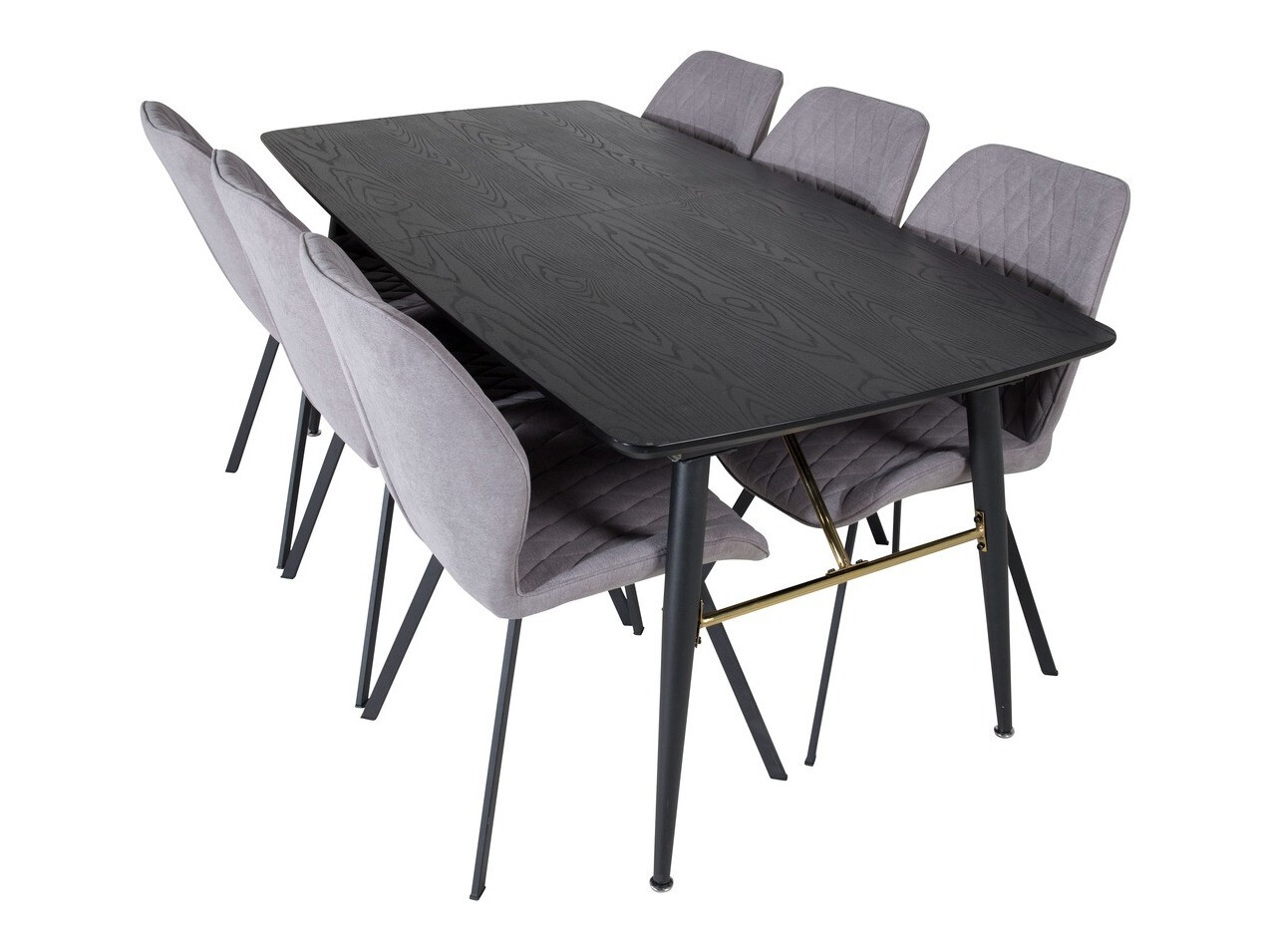 Borðstofusett Dallas 1647 (Grár + Svartur)