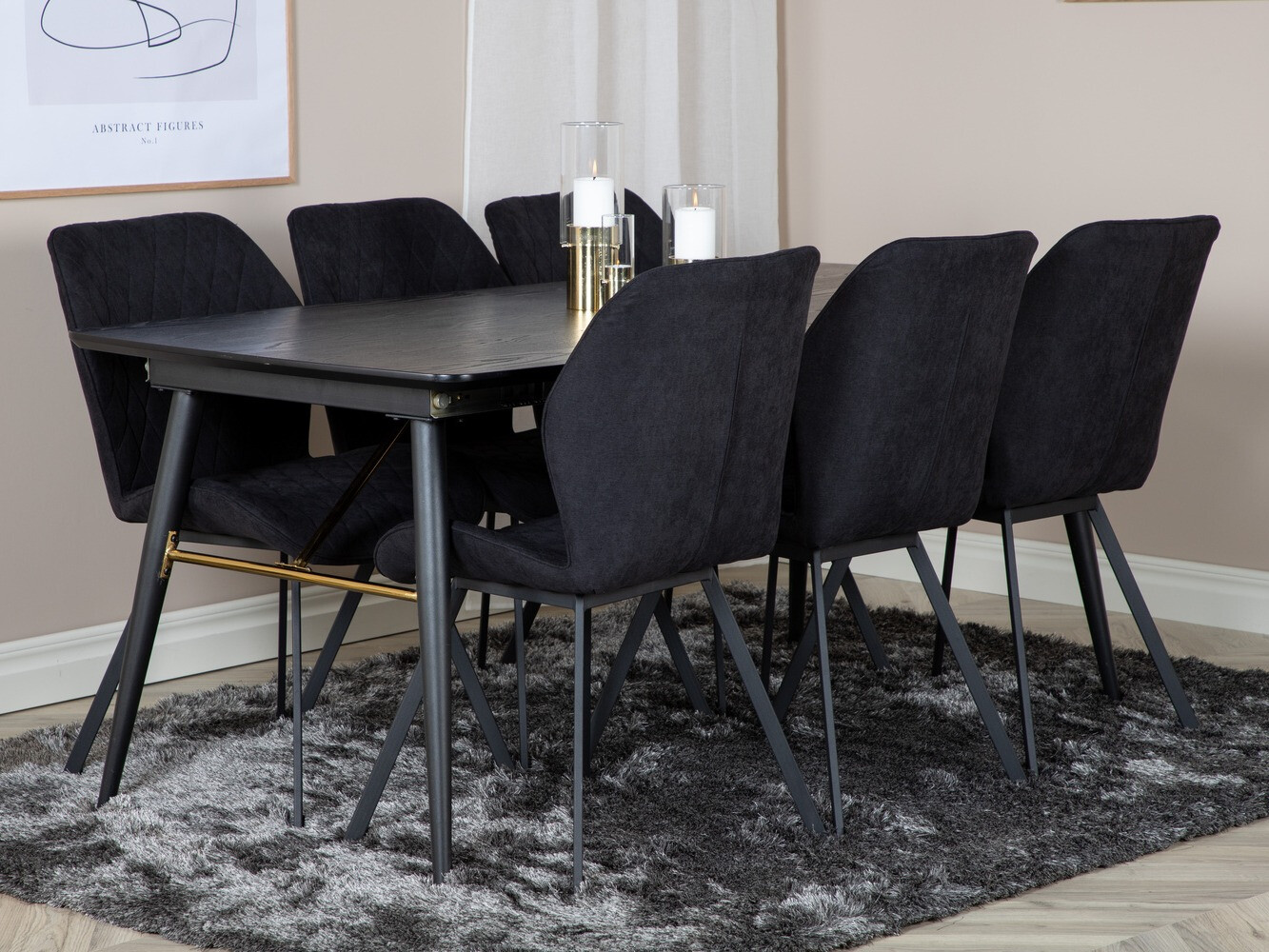 Borðstofusett Dallas 1647 (Svartur)