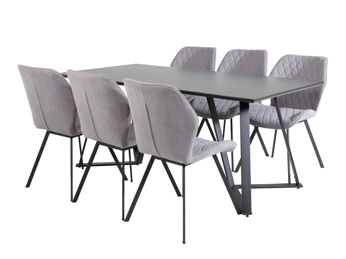 Borðstofusett Dallas 1685 (Grár + Svartur)