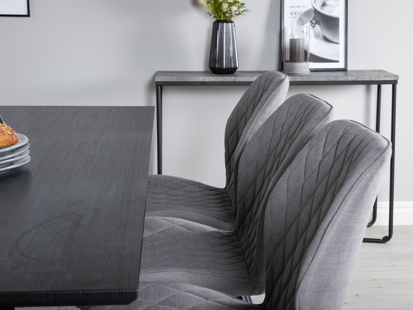 Borðstofusett Dallas 1685 (Grár + Svartur)