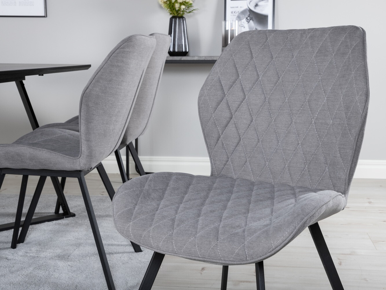 Borðstofusett Dallas 1685 (Grár + Svartur)