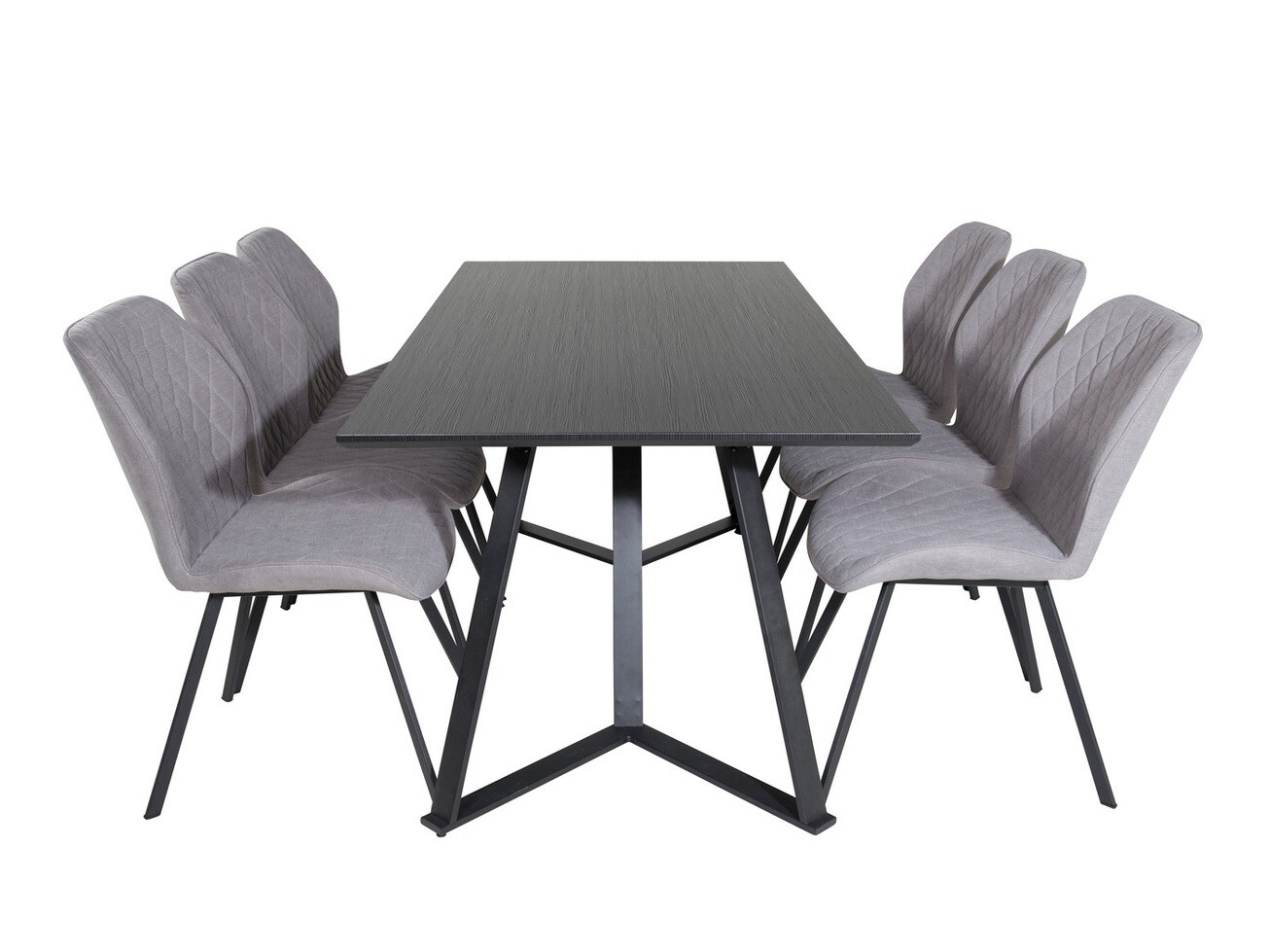 Borðstofusett Dallas 1685 (Grár + Svartur)