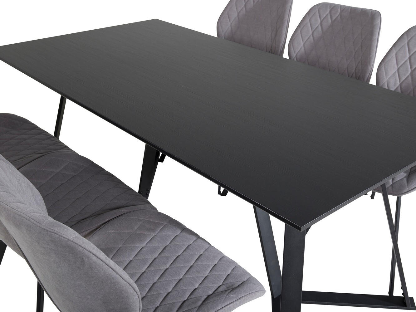 Borðstofusett Dallas 1685 (Grár + Svartur)
