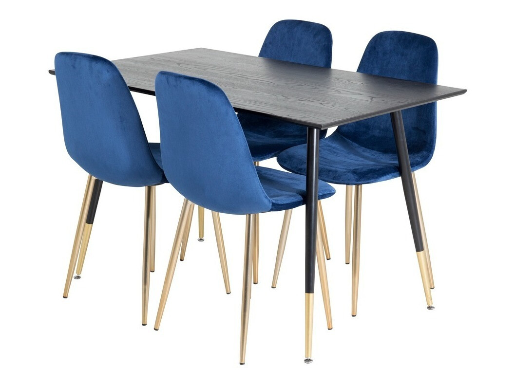 Borðstofusett Dallas 1693 (Blár + gylltur)