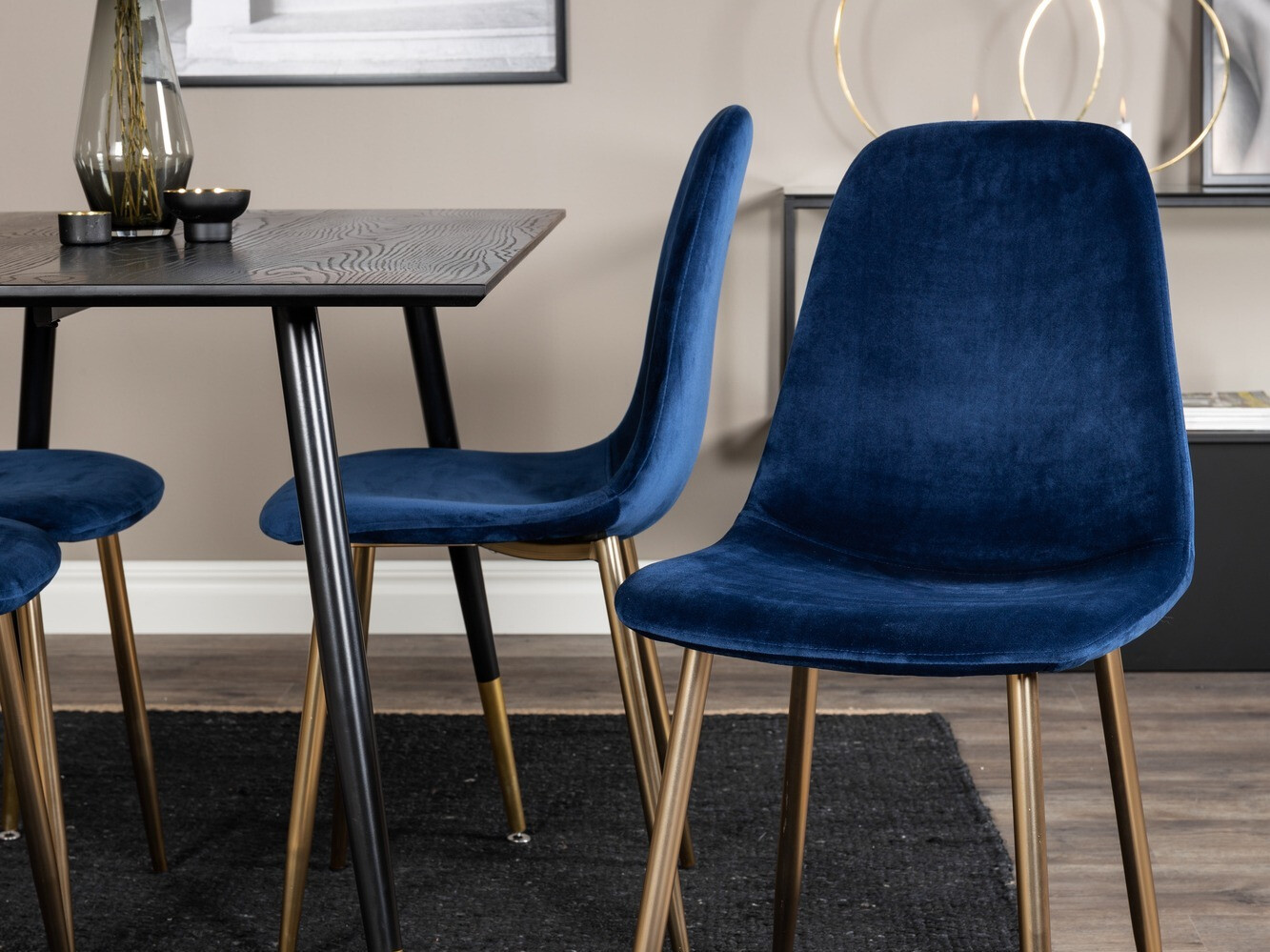 Borðstofusett Dallas 1693 (Blár + gylltur)