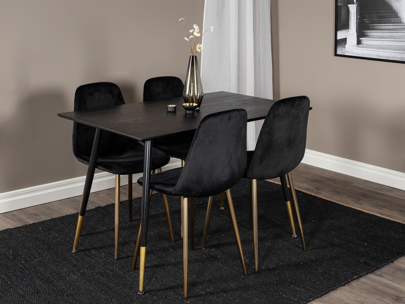 Borðstofusett Dallas 1693 (Svartur)