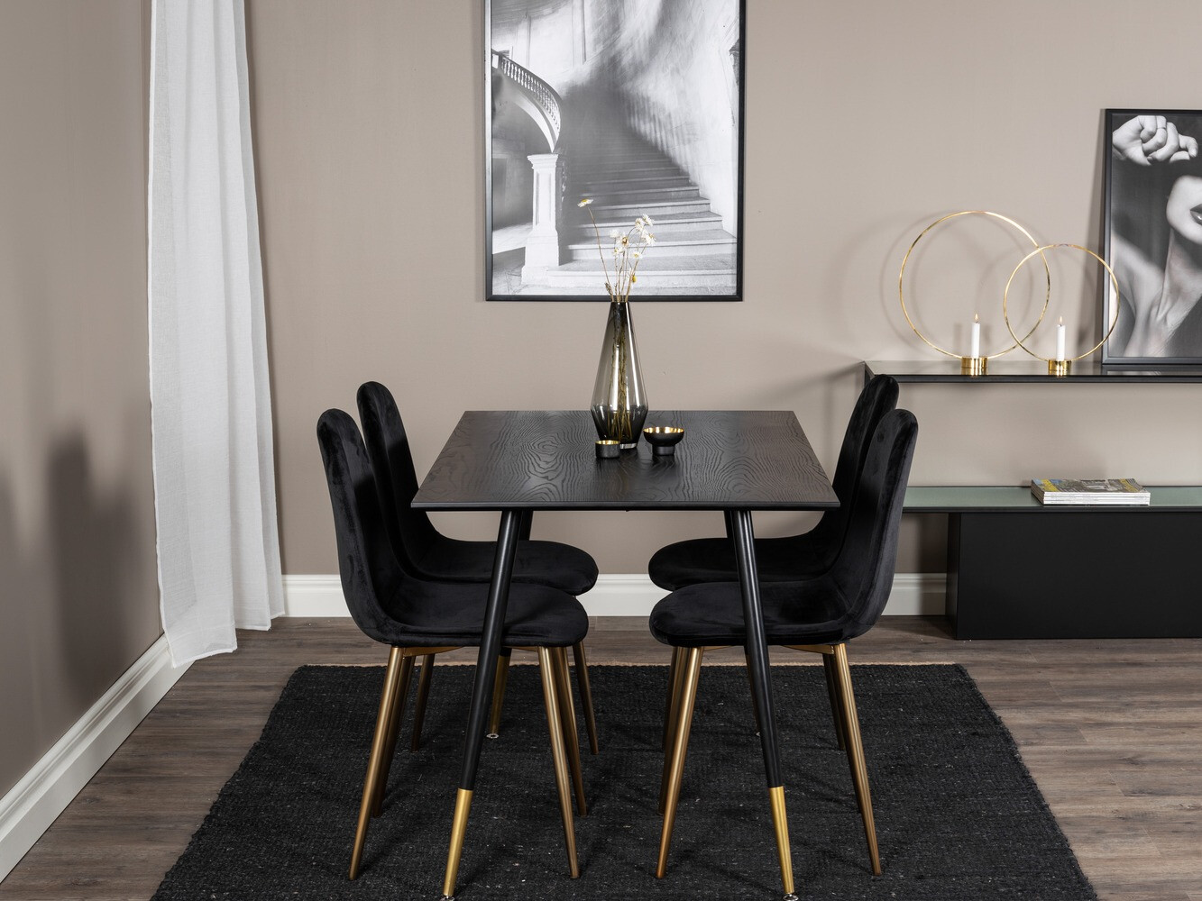 Borðstofusett Dallas 1693 (Svartur)