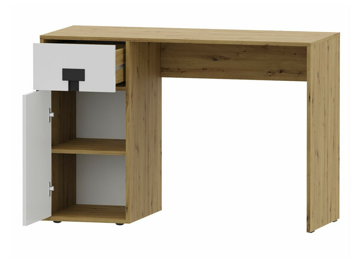 Heimaskrifstofusett Florevi 104 (Matt hvítur + Artisan-eik)