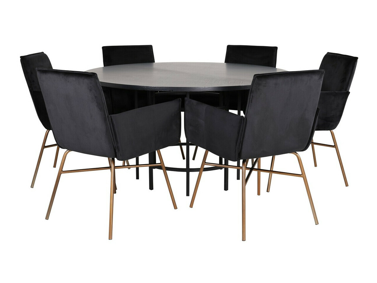 Borðstofusett Dallas 2391 (Svartur + Messing)
