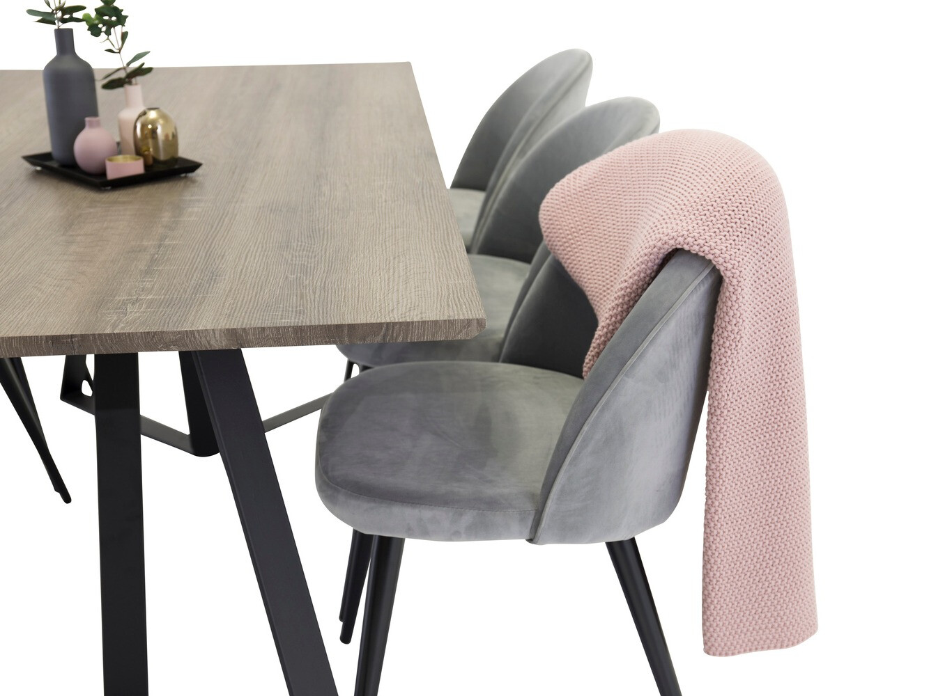 Borðstofusett Dallas 340 (Grár + Svartur)