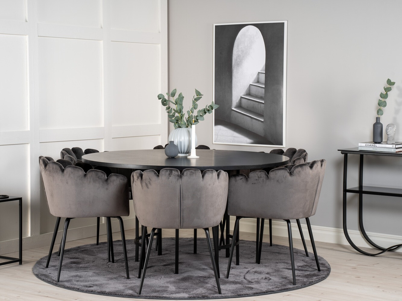 Borðstofusett Dallas 312 (Grár + Svartur)